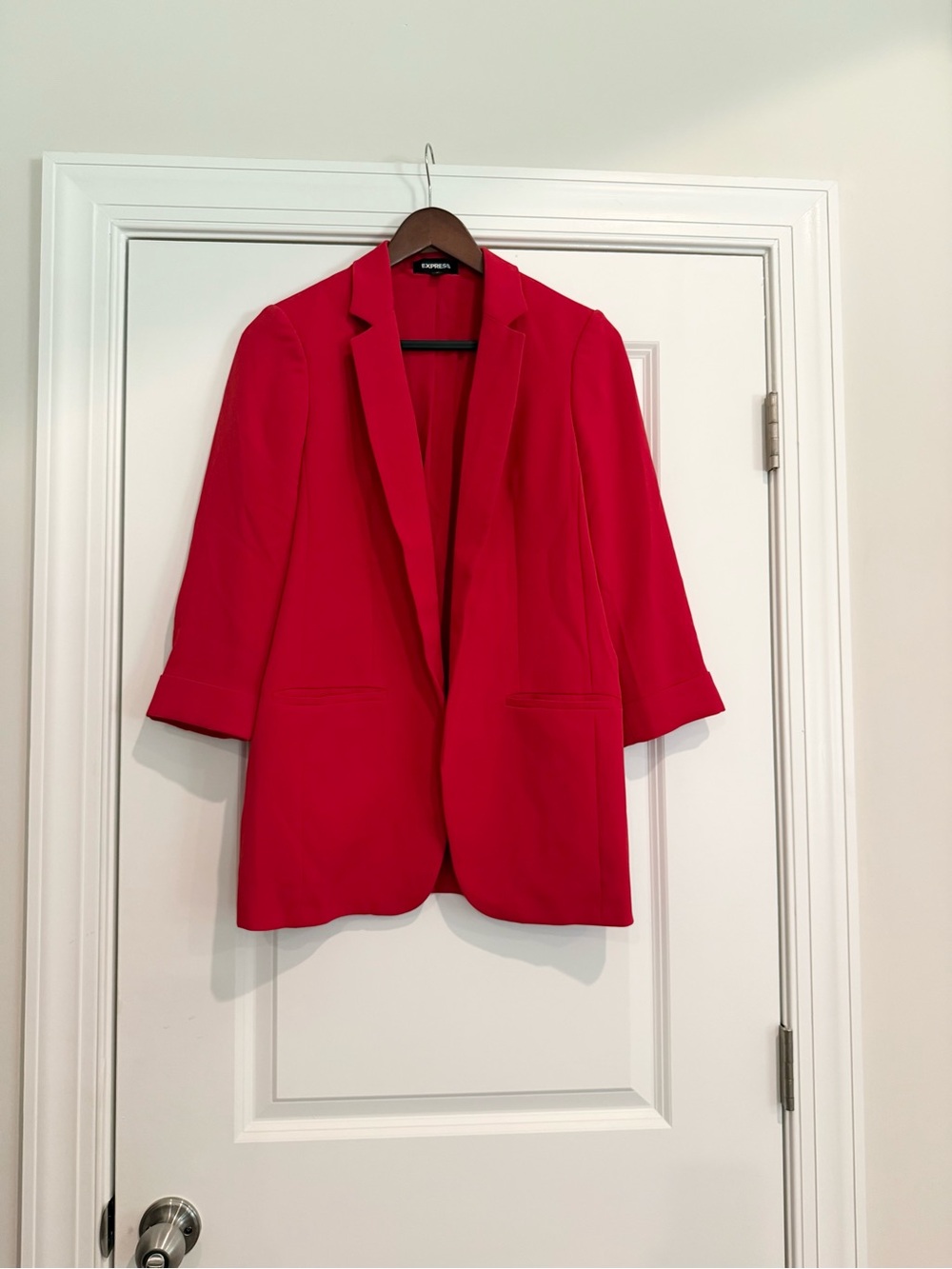 Express Roll Sleeve Open-Front Boyfriend Blazer